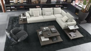 Table basse design haut de gamme That's Life par Arketipo, design Mauro Lipparini, plateaux bois et marbre, disponible chez D-Style Interior.
