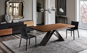 Premier Wood Drive table extensible en bois et acier laqué signée Cattelan Italia, alliant élégance naturelle, innovation et design contemporain. Disponible chez D-Style Interior.