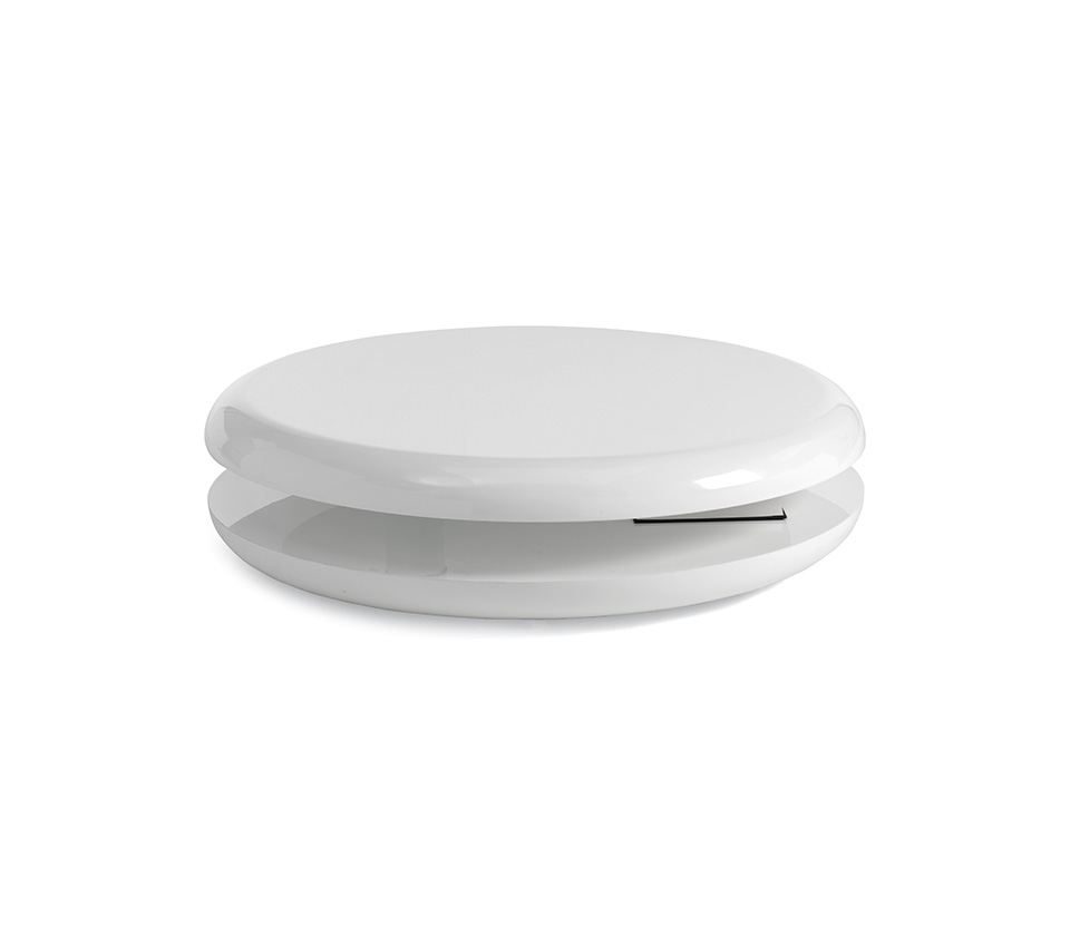 Table basse design haut de gamme Yo-Yo Cattelan Italia, plateau rotatif laqué blanc poli, disponible chez D-Style Interior.
