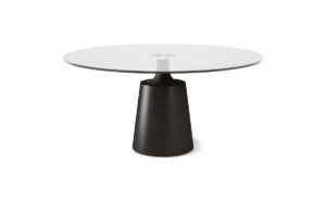 Yoda table design de Cattelan Italia, une création élégante avec base conique en acier et plateau en verre. Luxe italien disponible chez D-Style Interior.