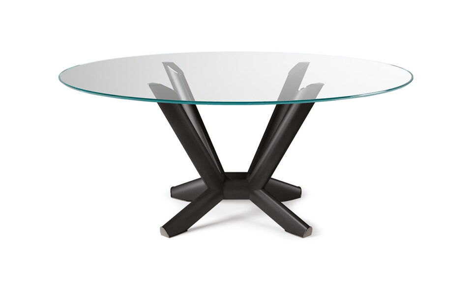 Planer Round table design haut de gamme ronde en verre et acier laqué, signée Cattelan Italia. Élégance, légèreté et sophistication italienne. Disponible chez D-Style Interior.
