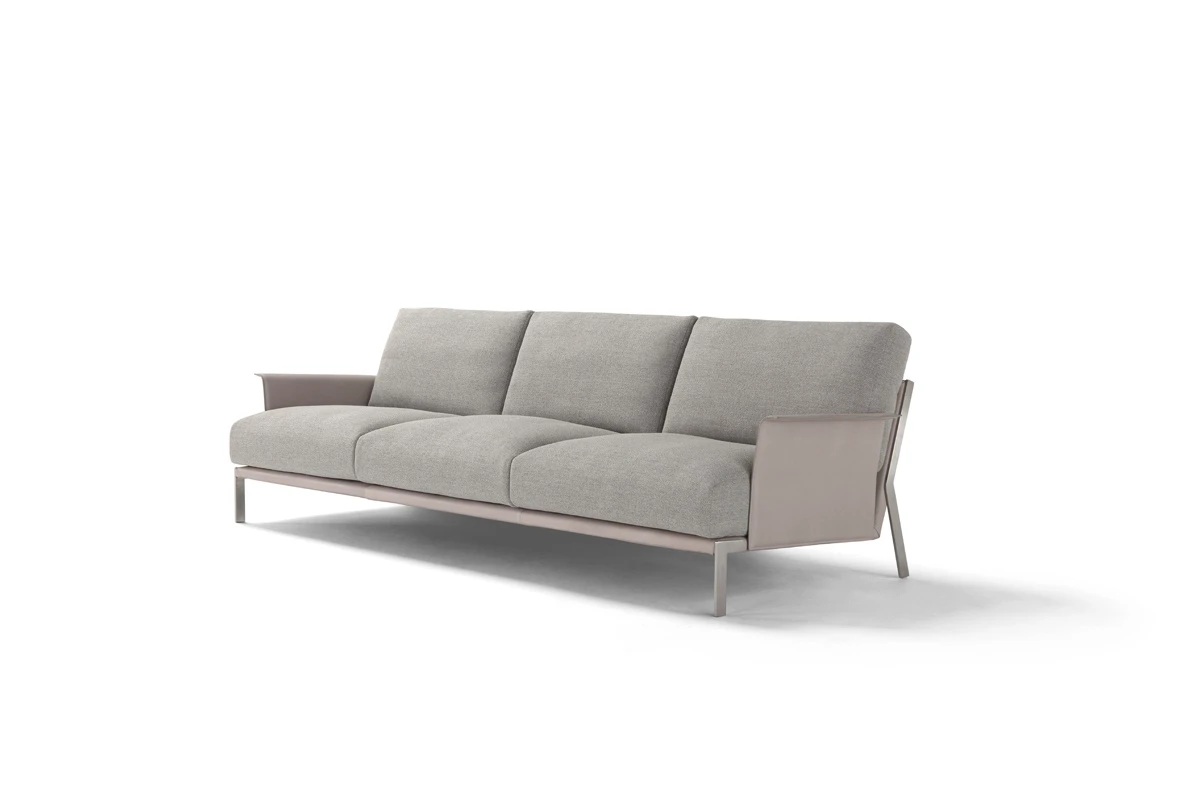 New Link Canapé design haut de gamme par Amura Lab mariant formes douces et structure métallique angulaire pour une élégance contemporaine. Disponible chez D-Style Interior.