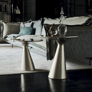 Table basse design haut de gamme Peyote par Cattelan Italia, plateau verre et base polyuréthane, design Piero De Longhi, disponible chez D-Style Interior.