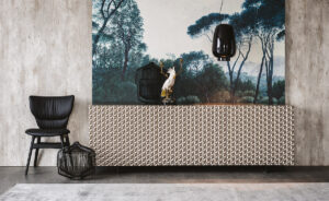 Buffet design haut de gamme Royalton par Cattelan Italia, motif géométrique tridimensionnel hypnotisant avec portes polyuréthane, disponible chez D-Style Interior