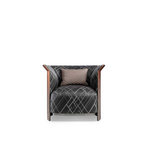 Ramsey | Fauteuil de bureau design Bentley Home en bois plaqué ou cuir/tissu, insert aluminium gris canon, structure suspendue, disponible chez D-Style Interior.