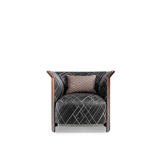 Ramsey | Fauteuil de bureau design Bentley Home en bois plaqué ou cuir/tissu, insert aluminium gris canon, structure suspendue, disponible chez D-Style Interior.