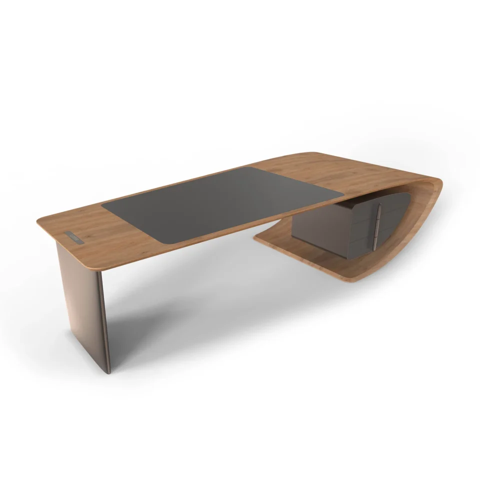 Type_7 Desk Bugatti Home – Bureau design haut de gamme en bois, cuir et aluminium disponible chez D-Style Interior
