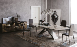 Premier Keramik table de Cattelan Italia allie acier laqué et céramique Marmi dans une création raffinée signée Paolo Cattelan. Disponible chez D-Style Interior.
