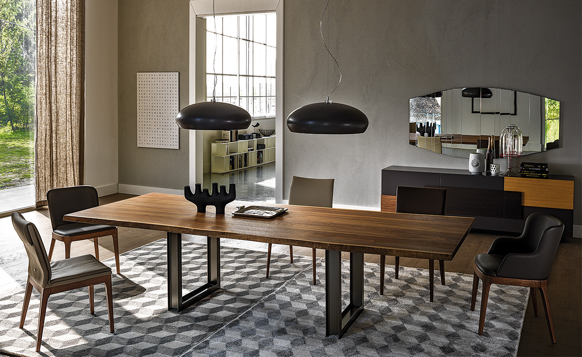 Sigma table de Cattelan Italia allie bois massif et métal pour un design sculptural, contemporain et raffiné. Une pièce d’exception signée du savoir-faire italien. Disponible chez D-Style Interior.