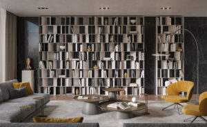 Bibliothèque design haut de gamme Nautilus Cattelan Italia par Studio Brogliato Traverso, bibliothèque modulable métallique, disponible chez D-Style Interior.