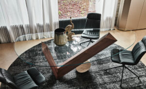 Valentino table de Cattelan Italia, une pièce iconique alliant marbre, bois et verre. Design sculptural et finitions d’exception. Disponible chez D-Style Interior.