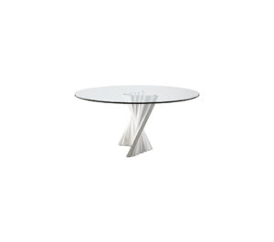 Plisset table de Cattelan Italia associe marbre Palissandro et verre clair dans un design sculptural et raffiné. Disponible chez D-Style Interior.