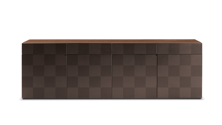H_O Cabinet - Buffet design haut de gamme Poltrona Frau en cuir et noyer Canaletto - Collection Claudio Silvestrin