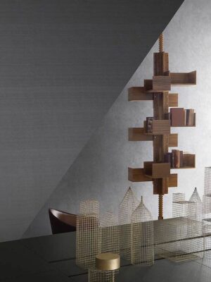 Bibliothèque design haut de gamme Albero par Poltrona Frau, structure noyer massif rotative 360°, disponible chez D-Style Interior