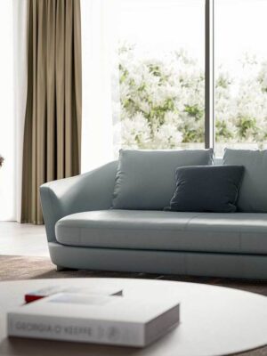 Canapé design haut de gamme DUO par Poltrona Frau, design courbe modulaire gainé cuir Pelle Frau®, disponible chez D-Style Interior