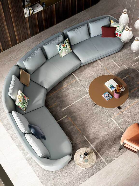 Canapé design haut de gamme DUO par Poltrona Frau, design courbe modulaire gainé cuir Pelle Frau®, disponible chez D-Style Interior