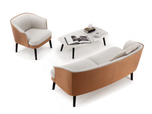 Canapé design haut de gamme Nivola par Poltrona Frau, coque moulée avec coussins plumes et pieds frêne, disponible chez D-Style Interior