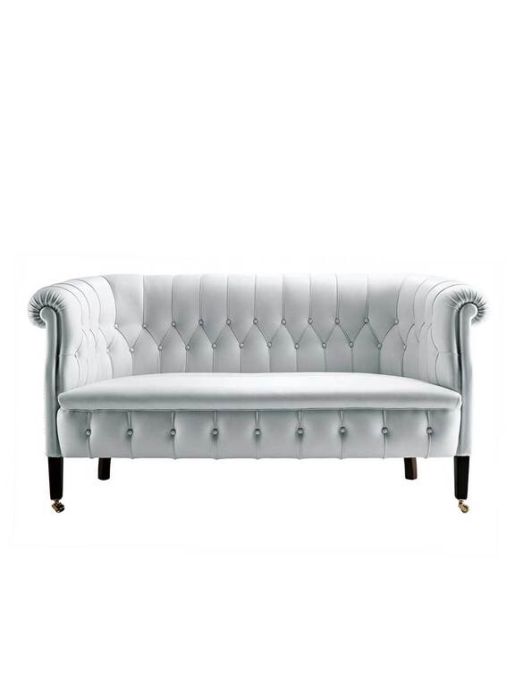 Canapé design haut de gamme Fumoir par Poltrona Frau, structure hêtre avec surpiqûres losanges et roulettes laiton, disponible chez D-Style Interior