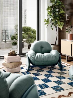 Fauteuil design haut de gamme Squash par Poltrona Frau, structure Polimex® avec coussin déhoussable et pieds cuir, disponible chez D-Style Interior