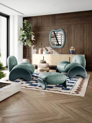 Fauteuil design haut de gamme Squash par Poltrona Frau, structure Polimex® avec coussin déhoussable et pieds cuir, disponible chez D-Style Interior