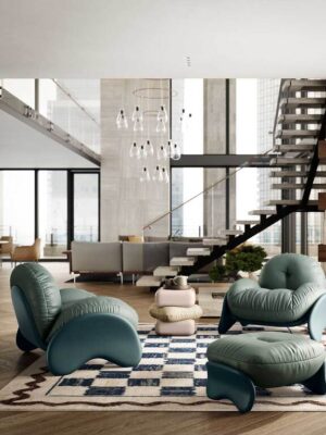 Fauteuil design haut de gamme Squash par Poltrona Frau, structure Polimex® avec coussin déhoussable et pieds cuir, disponible chez D-Style Interior