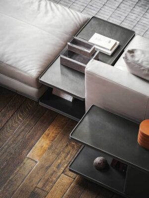 Come Together Poltrona Frau : canapé design haut de gamme deux places modulaire signé Serafini + Palomba. Système compléments. D-Style Interior.