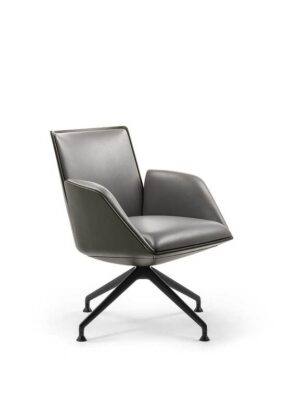 Cercle | Chaise de bureau haut de gamme Visitor Poltrona Frau, design ergonomique par Lievore - Altherr - Park, coque en polyuréthane et cuir Pelle Frau®. Disponible chez D-Style Interior.