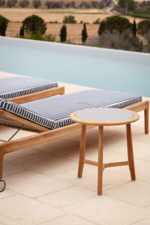 The Secret Garden | Table basse design haut de gamme Poltrona Frau, teck massif naturel et plateau en grès émaillé, disponible chez D-Style Interior