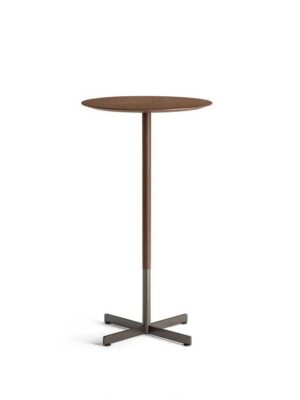 Bob Bistrot | Table ronde 110cm design haut de gamme Poltrona Frau, plateau en marbre, bois ou Fenix NTM®, piètement en acier bruni satiné, disponible chez D-Style Interior