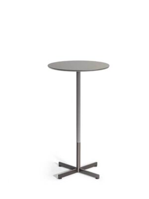 Bob Bistrot | Table ronde 110cm design haut de gamme Poltrona Frau, plateau en marbre, bois ou Fenix NTM®, piètement en acier bruni satiné, disponible chez D-Style Interior