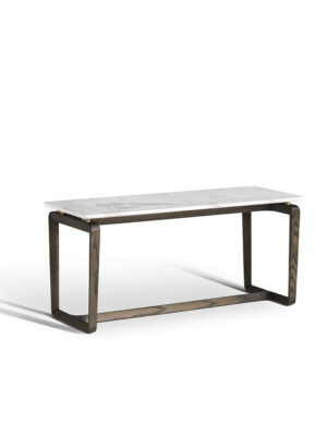 Fidelio | Table basse design haut de gamme Poltrona Frau rectangulaire, piètement en frêne massif moka ou wengé, plateau en marbre ou cuir Saddle Extra et Pelle Frau®, détails en laiton, disponible chez D-Style Interior