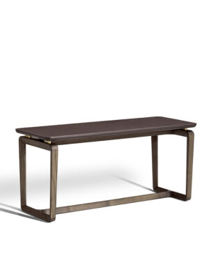 Fidelio | Table basse design haut de gamme Poltrona Frau rectangulaire, piètement en frêne massif moka ou wengé, plateau en marbre ou cuir Saddle Extra et Pelle Frau®, détails en laiton, disponible chez D-Style Interior