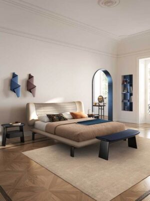 DUO Lit design haut de gamme par Poltrona Frau en cuir Pelle Frau® et bois massif, design italien disponible chez D-Style Interior