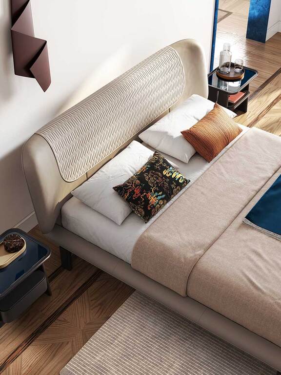 DUO Lit design haut de gamme par Poltrona Frau en cuir Pelle Frau® et bois massif, design italien disponible chez D-Style Interior