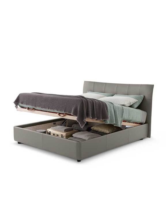 Aurora Due Lit avec coffre design haut de gamme en cuir Pelle Frau® par Poltrona Frau, design italien contemporain, disponible chez D-Style Interior