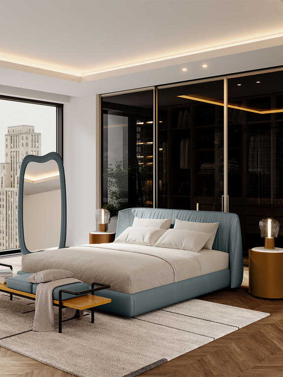 Archibald Lit design haut de gamme en cuir Pelle Frau® par Poltrona Frau, tête de lit rembourrée et design italien raffiné, disponible chez D-Style Interior