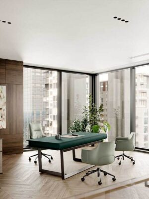 Peek-a-Book Grand Bureau design haut de gamme Poltrona Frau par Roberto Lazzeroni, cuir Pelle Frau® et frêne massif, design italien haut de gamme disponible chez D-Style Interior
