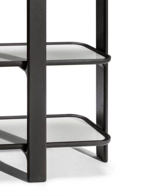 Bibliothèque design haut de gamme DUO par Poltrona Frau, structure frêne massif avec étagères modulables et finitions bronze fumé, disponible chez D-Style Interior
