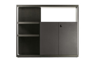 Bibliothèque design haut de gamme Jobs Cabinet par Poltrona Frau, design Rodolfo Dordoni avec structure acier et revêtement cuir Pelle Frau®, disponible chez D-Style Interior