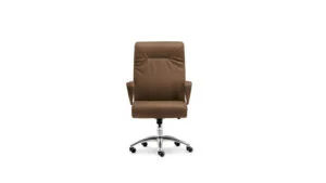 Chaise de bureau design haut de gamme Forum Executive Poltrona Frau, cuir Pelle Frau ColorSphere, base pivotante en aluminium poli.