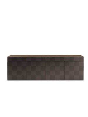 H_O Cabinet - Buffet design haut de gamme Poltrona Frau en cuir et noyer Canaletto - Collection Claudio Silvestrin