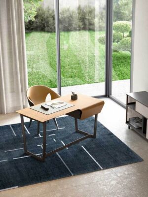 Fred Bureau design haut de gamme par Poltrona Frau, cuir Saddle Extra et frêne massif, design italien haut de gamme disponible chez D-Style Interior