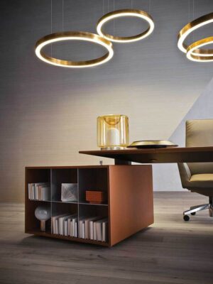 Ceo Cube Bureau design haut de gamme par Poltrona Frau, cuir Pelle Frau® et noyer Canaletto, design italien haut de gamme chez D-Style Interior