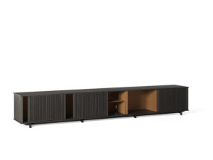 Bibliothèque design Lloyd faible Cabinet par Poltrona Frau, grilles coulissantes en rouvre, disponible chez D-Style Interior