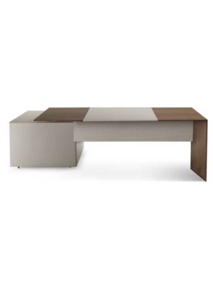 Ceo Cube Bureau design haut de gamme par Poltrona Frau, cuir Pelle Frau® et noyer Canaletto, design italien haut de gamme chez D-Style Interior