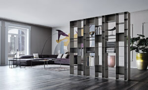 Bibliothèque design haut de gamme Latitude Cattelan Italia, bibliothèque modulable métallique avec module 70x26x100 cm, disponible chez D-Style Interior.