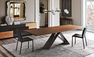 Premier Wood Drive table extensible en bois et acier laqué signée Cattelan Italia, alliant élégance naturelle, innovation et design contemporain. Disponible chez D-Style Interior.