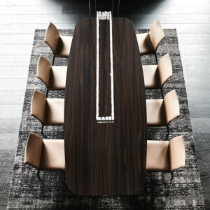 Stratos Wood table design haut de gamme en bois massif par Cattelan Italia, avec base en acier et finitions élégantes. Disponible chez D-Style Interior.