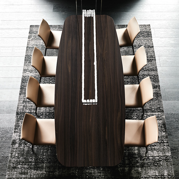 Stratos Wood table design haut de gamme en bois massif par Cattelan Italia, avec base en acier et finitions élégantes. Disponible chez D-Style Interior.