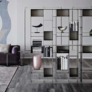 Bibliothèque design haut de gamme Latitude Cattelan Italia, bibliothèque modulable métallique avec module 70x26x100 cm, disponible chez D-Style Interior.